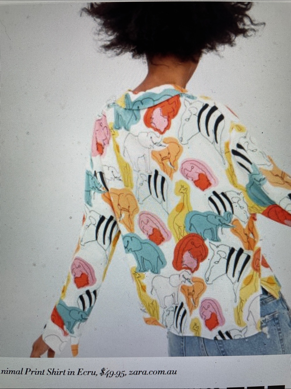 Zara colourful accented cropped Animal Print Long-Sleeve blouse